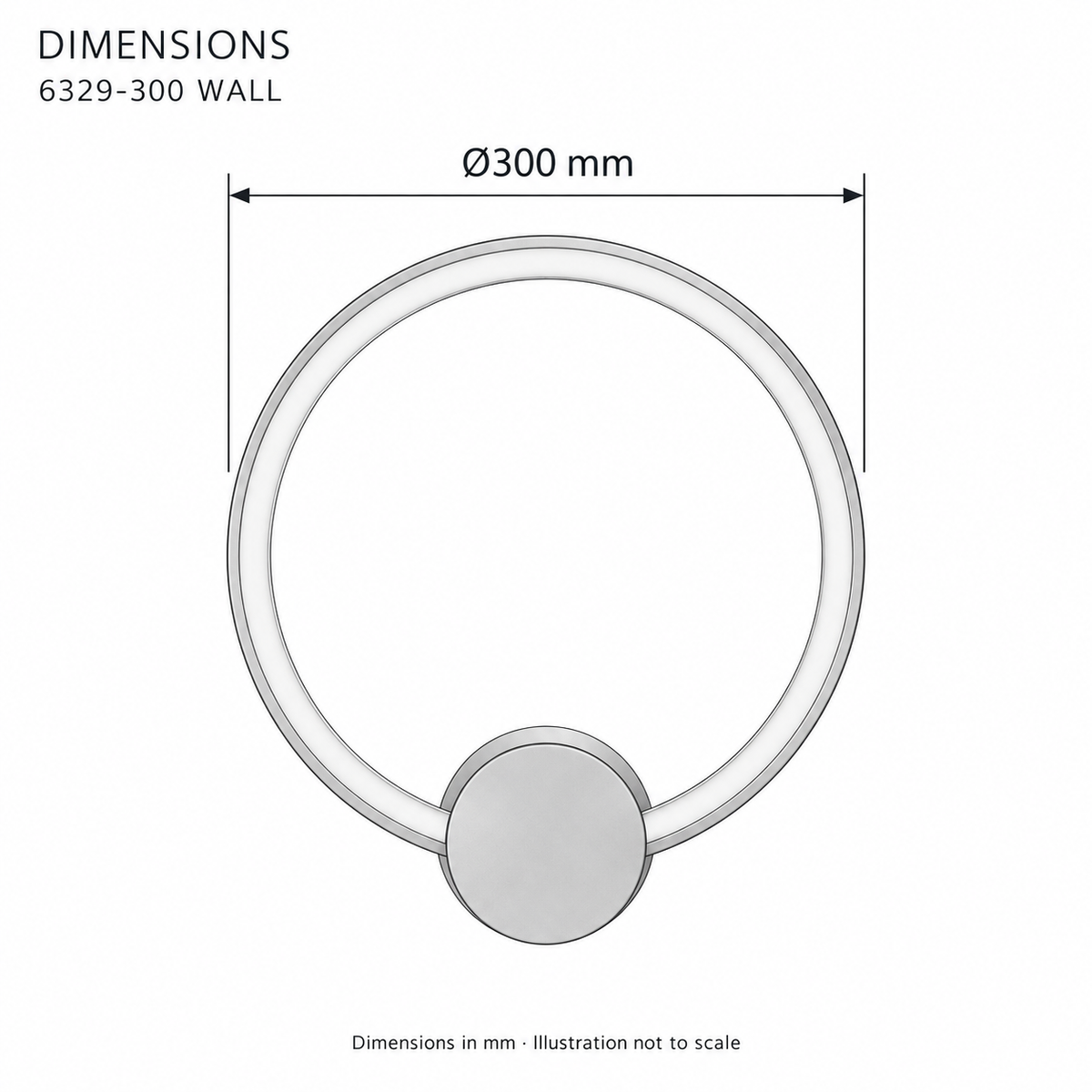 6329 Circular LED Wall Light – dimensions in mm