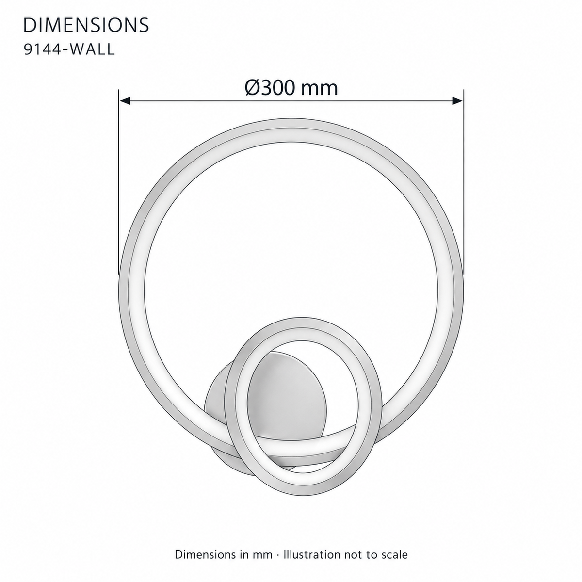 9144 Double-Ring LED Wall Light – dimensions in mm