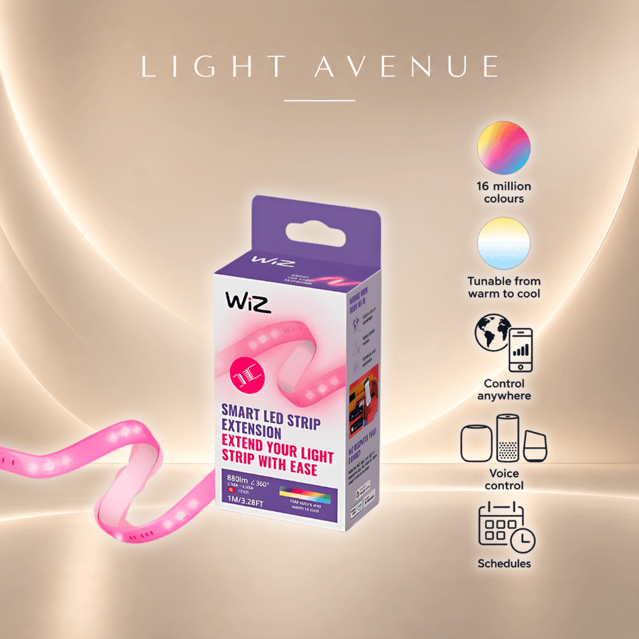 WiZ Smart WiFi RGB LED Strip Light 1m Extension 20W 2700k-6500k + RGB