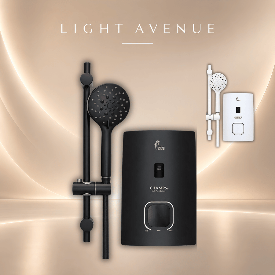Champs Instant Water Heater - Astra with Hand Shower (Carbon Black+Carbon White) Hand Shower - Light Avenue Singapore