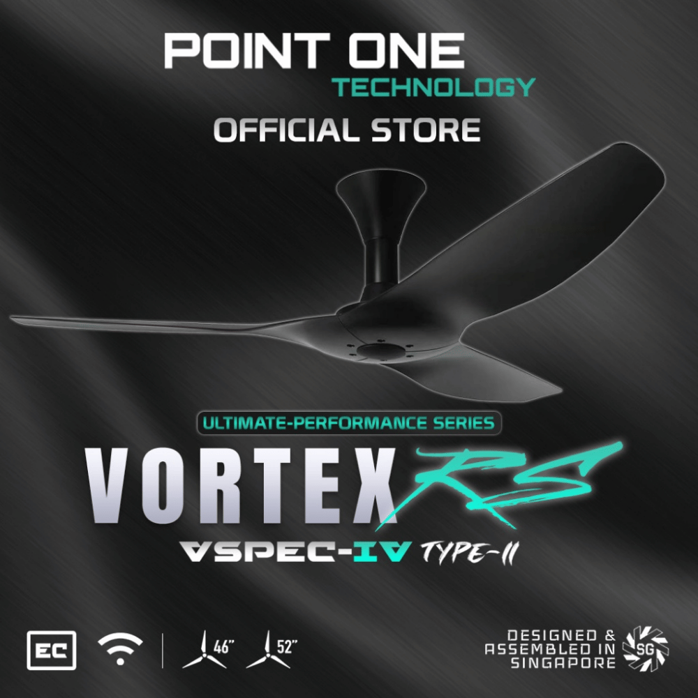 Point One Technology - Vortex VSPEC-IV RS Type II 46"/52" 3 Blade Smart Ceiling Fan (LED Optional)