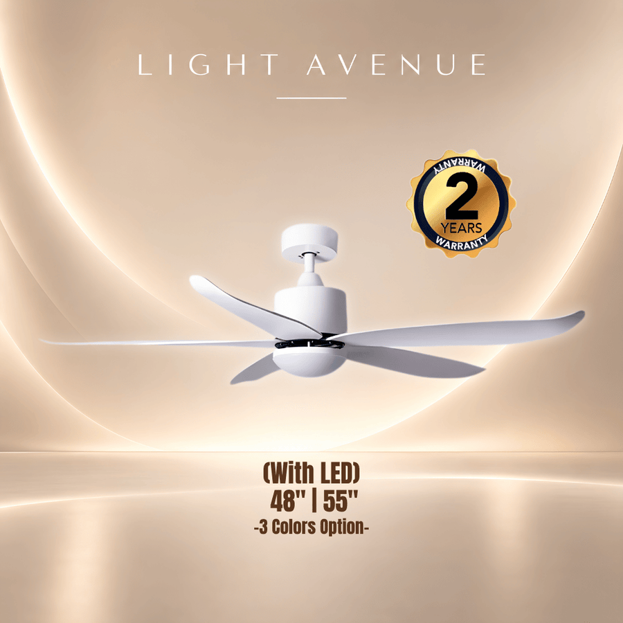 Crestar Value Air 5 Blades DC Ceiling Fan 48"/55" with LED Light & Remote Control — ceiling fan product image 1 at Light Avenue Singapore