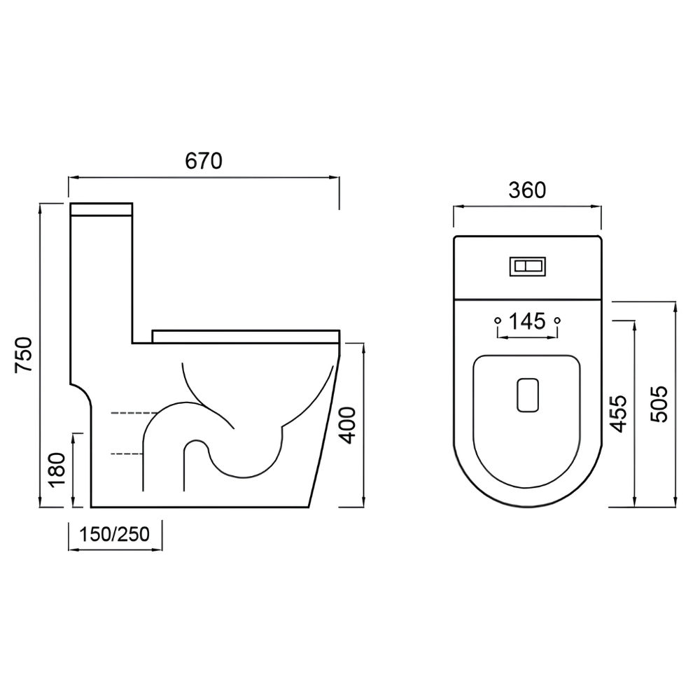 Zaffiro PWC-9160 One-Piece Toilet Bowl – Tornado Flush