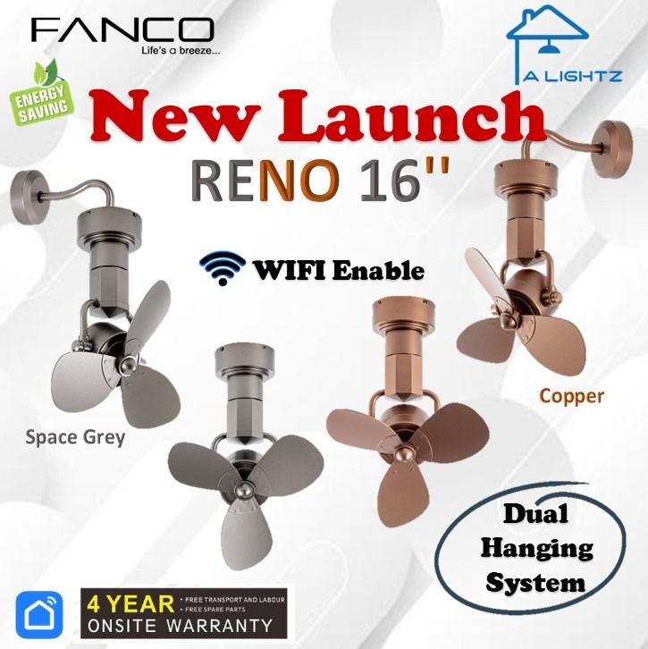 Fanco Reno Corner/Wall Fan 16" (with Optional WiFi)