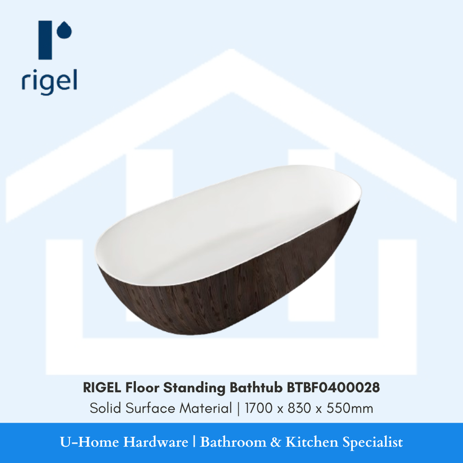 Rigel BTBF0400028 Floor Standing Bathtub with Wood Grain