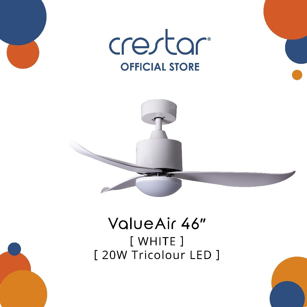 Crestar Value Air 3 Blades DC Ceiling Fan 40"/46" with LED Light & Remote Control