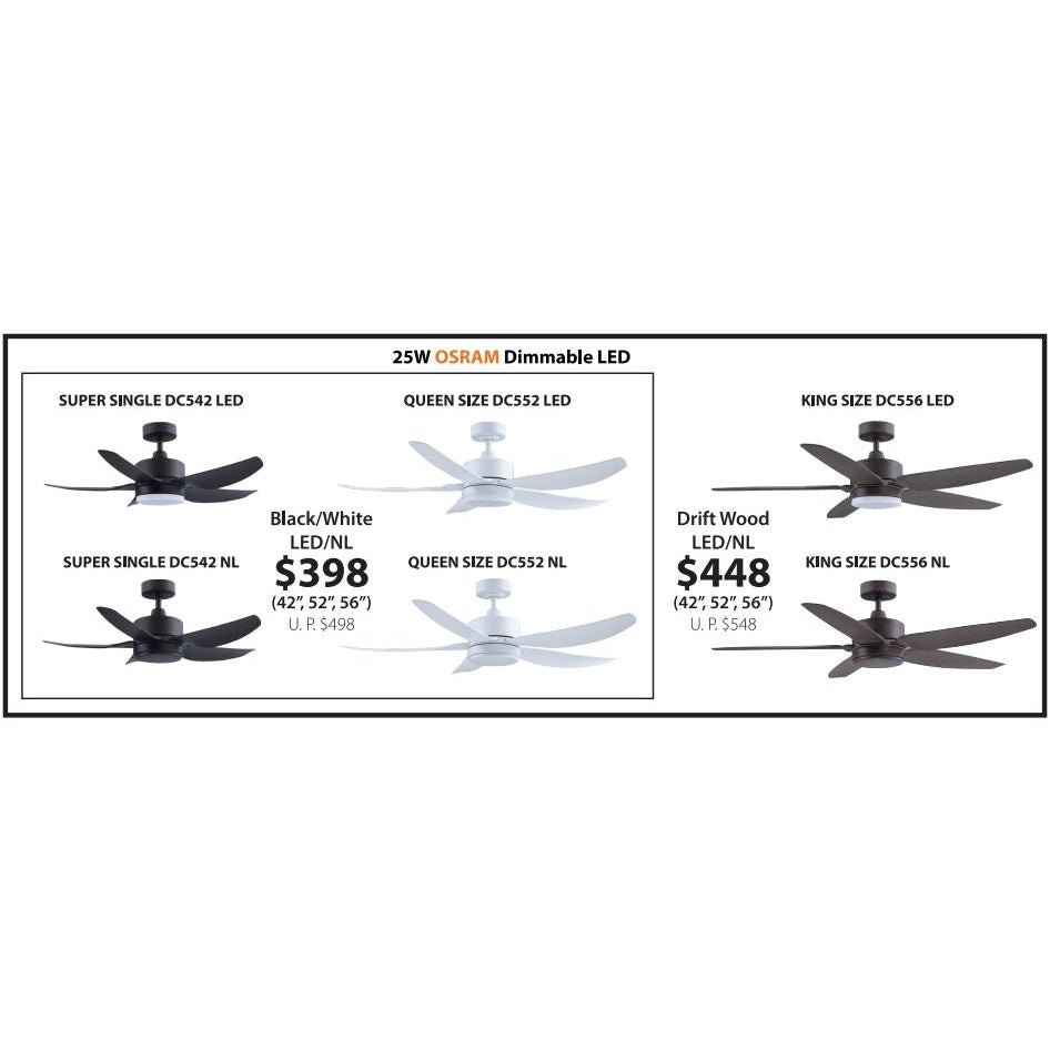 Samaire 5 Blade 42"/52"/56" Ceiling Fan with Light