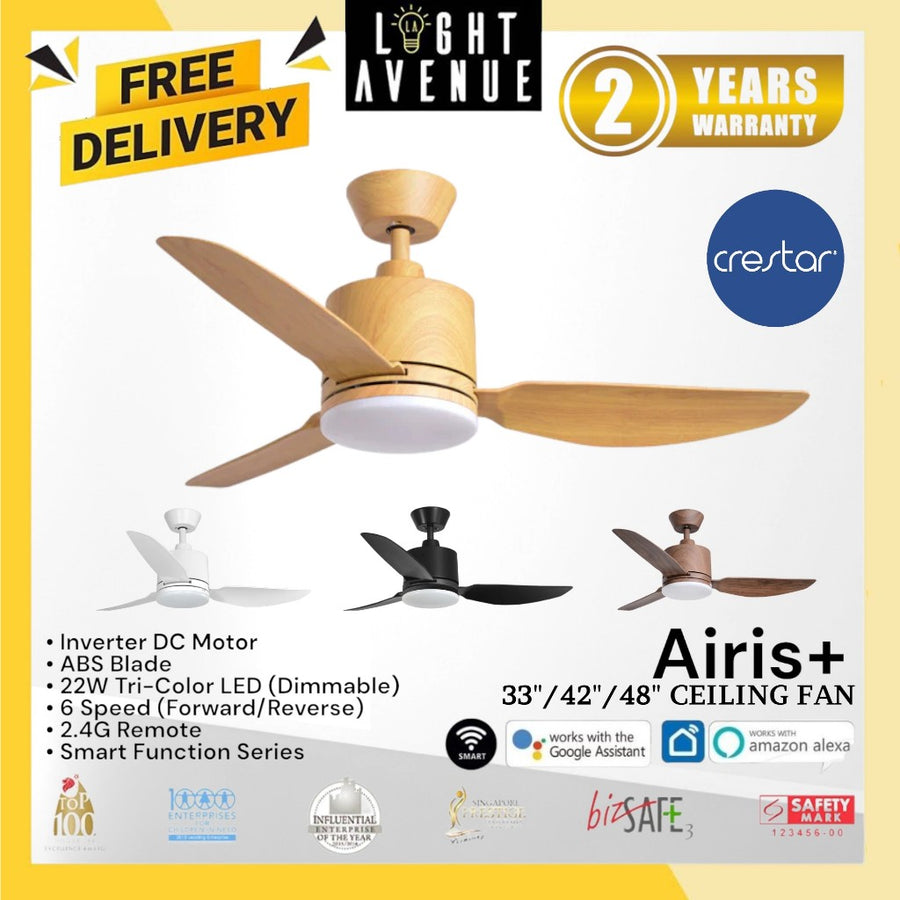 Crestar Airis+ Smart Ceiling Fan 3 Blade 33"/42"/48"