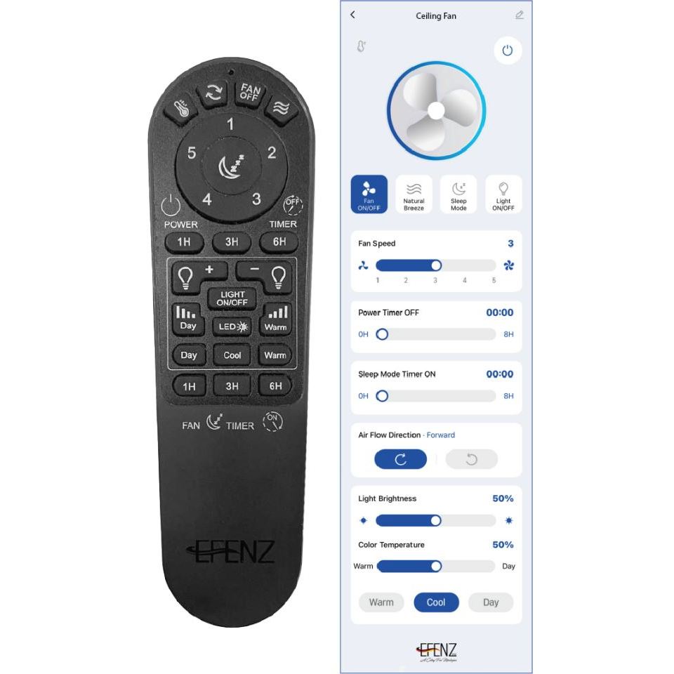 EFENZ Premium Downrod 3 Blade 34"/40"/46"/52"/60" Smart DC Ceiling Fan w Samsung LED