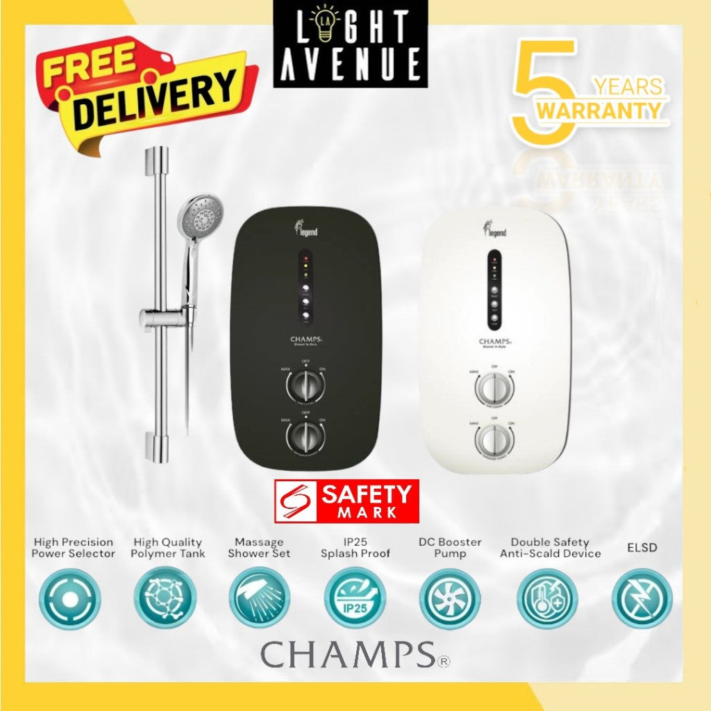 Champs Instant Water Heater - Legend with Rain Shower