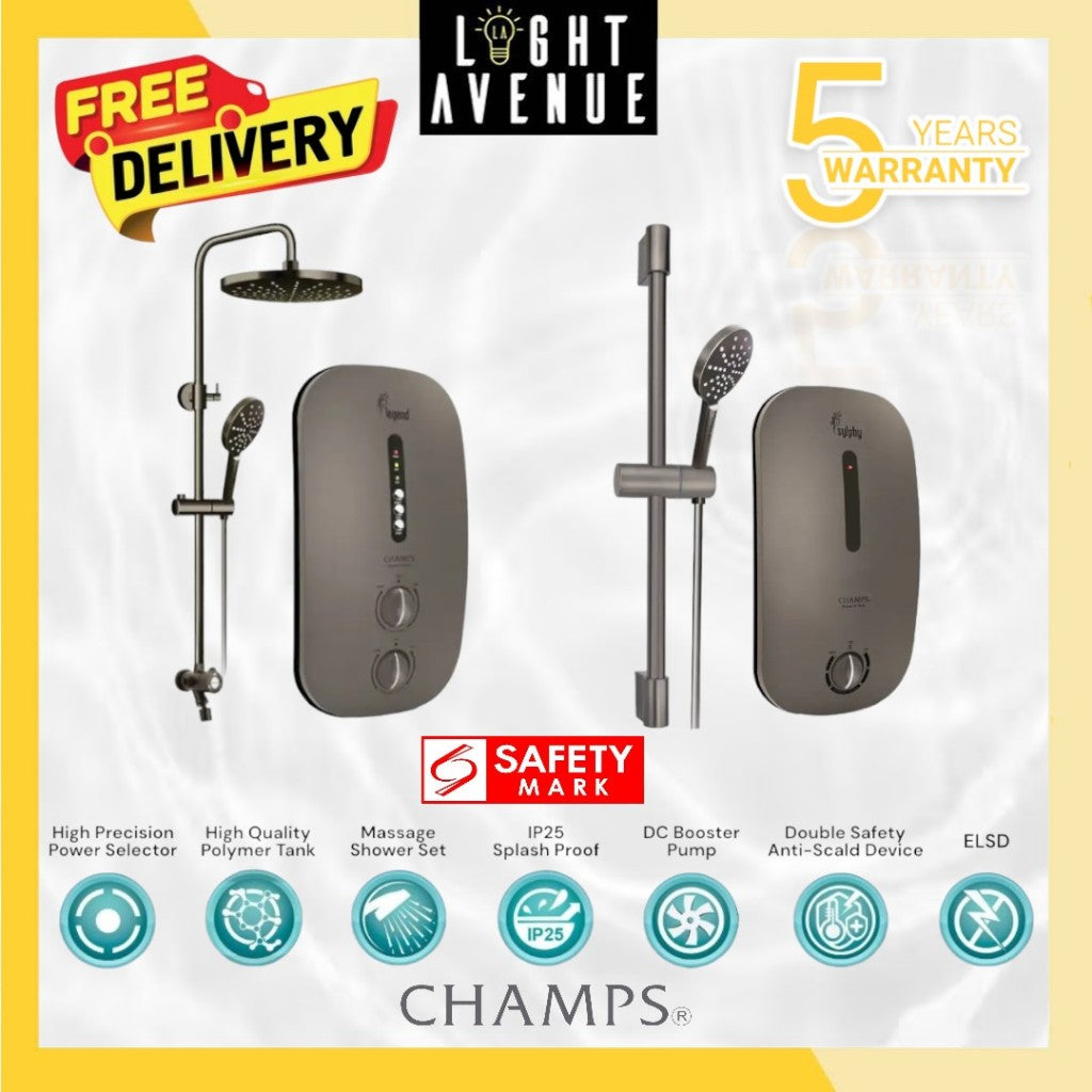 Champs Instant Water Heater - Legend with Rain Shower