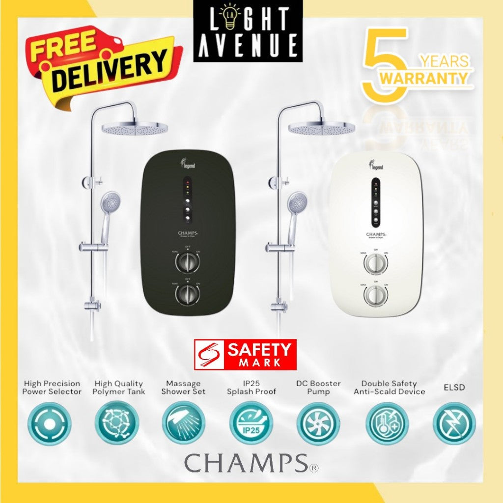 Champs Instant Water Heater - Legend with Rain Shower