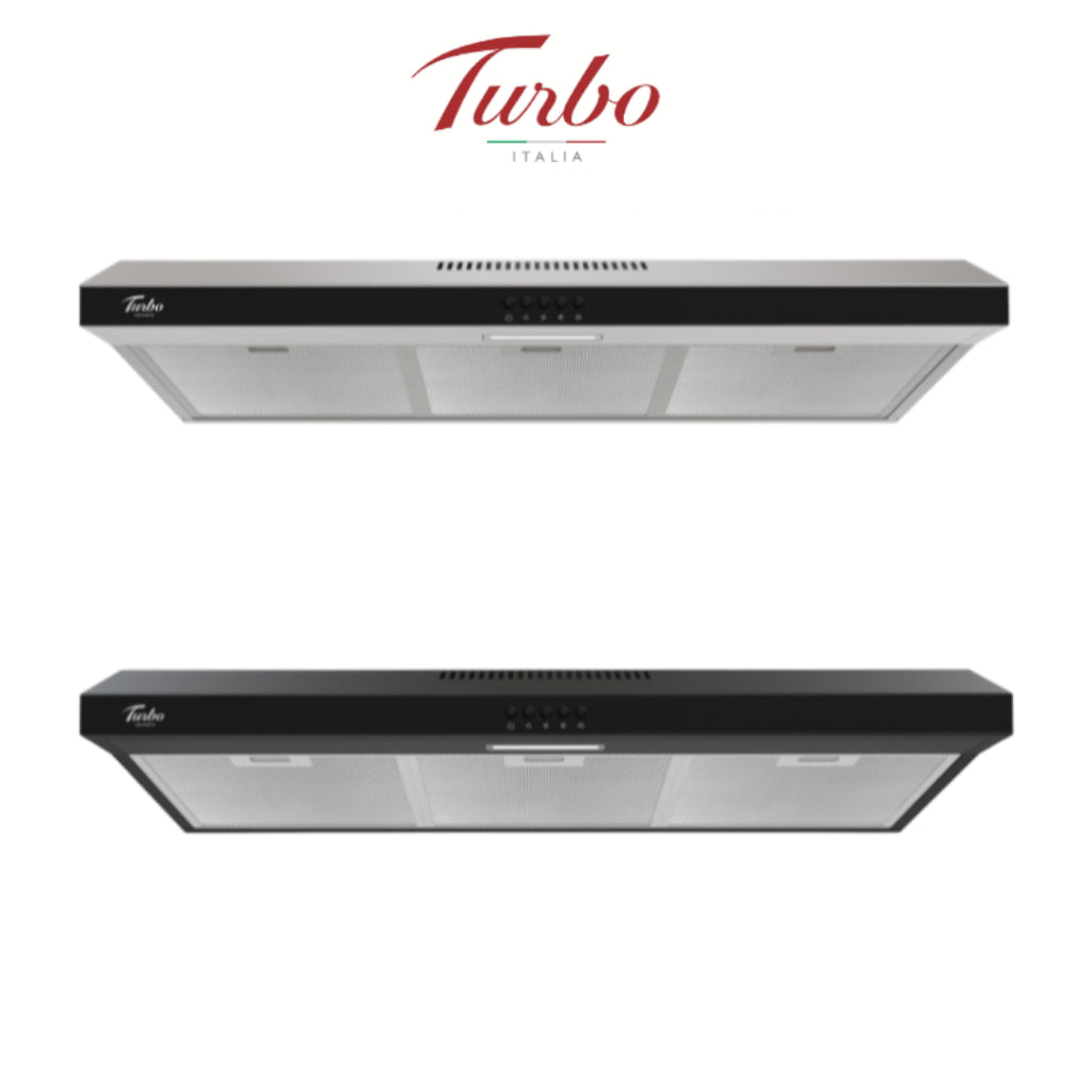 Turbo Italia TM65-902 Series 90cm Range Hood Black/Stainless Steel