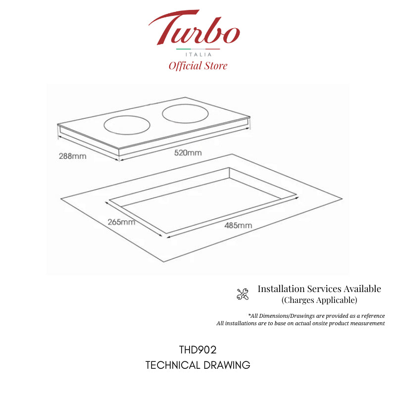 Turbo Italia THD902 30cm Domino Hybrid Hob with Induction & Ceramic Zone