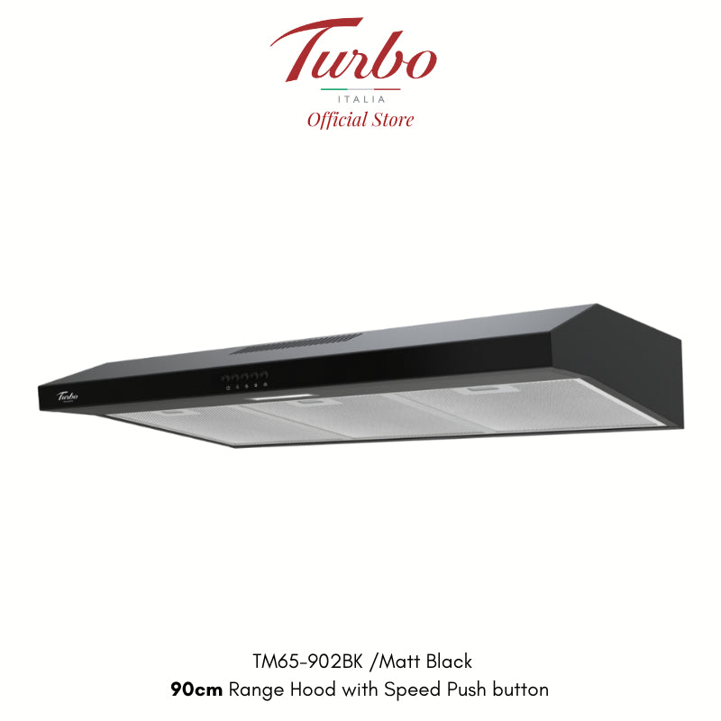 Turbo Italia TM65-902 Series 90cm Range Hood Black/Stainless Steel