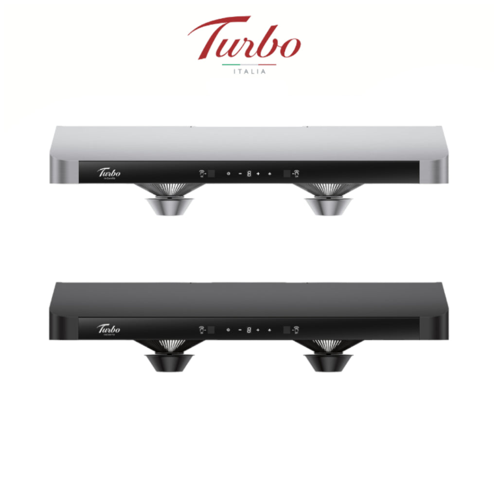 Turbo Italia TG21 Series 90cm Slim Hood Black/Stainless Steel