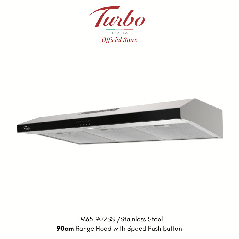 Turbo Italia TM65-902 Series 90cm Range Hood Black/Stainless Steel