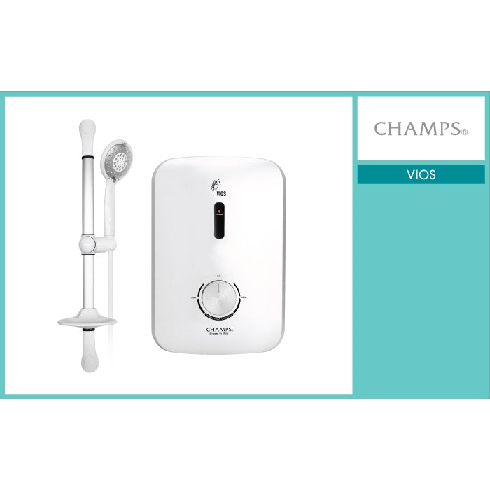 Champs Instant Water Heater – Vios White Color with Handshower
