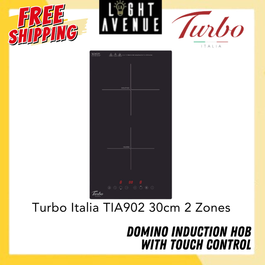 Turbo Italia TIA902 30 cm 2 Zones Domino Induction Hob With Touch Control