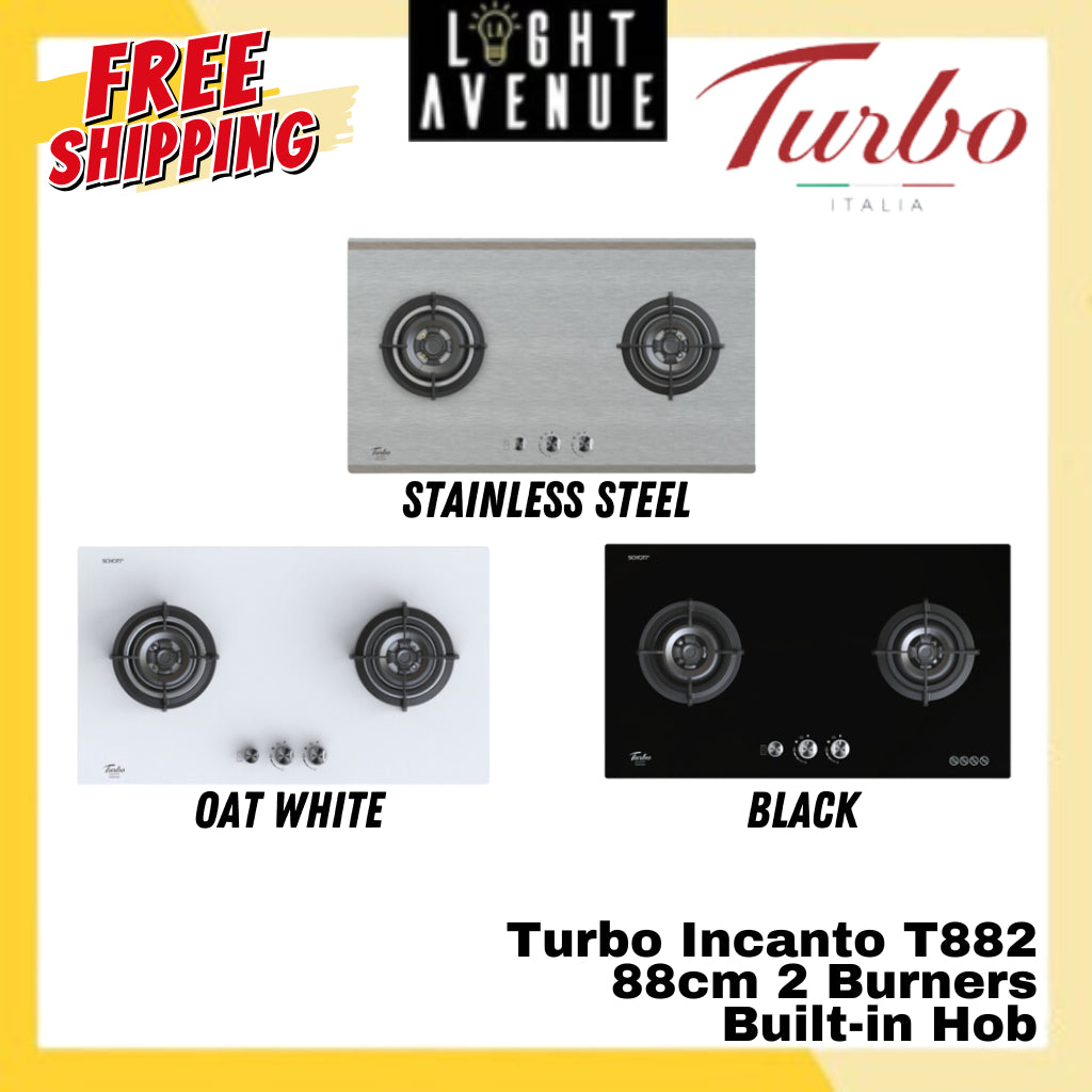 Turbo Incanto T882-SSV/GV-BK/GV-OW 88cm 2 Burners Built-in Hob