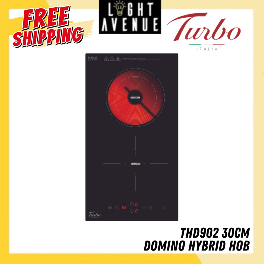 Turbo Italia THD902 30cm Domino Hybrid Hob with Induction & Ceramic Zone