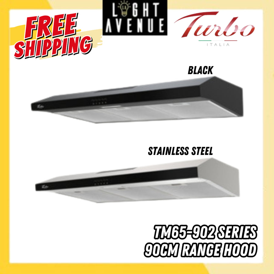 Turbo Italia TM65-902 Series 90cm Range Hood Black/Stainless Steel