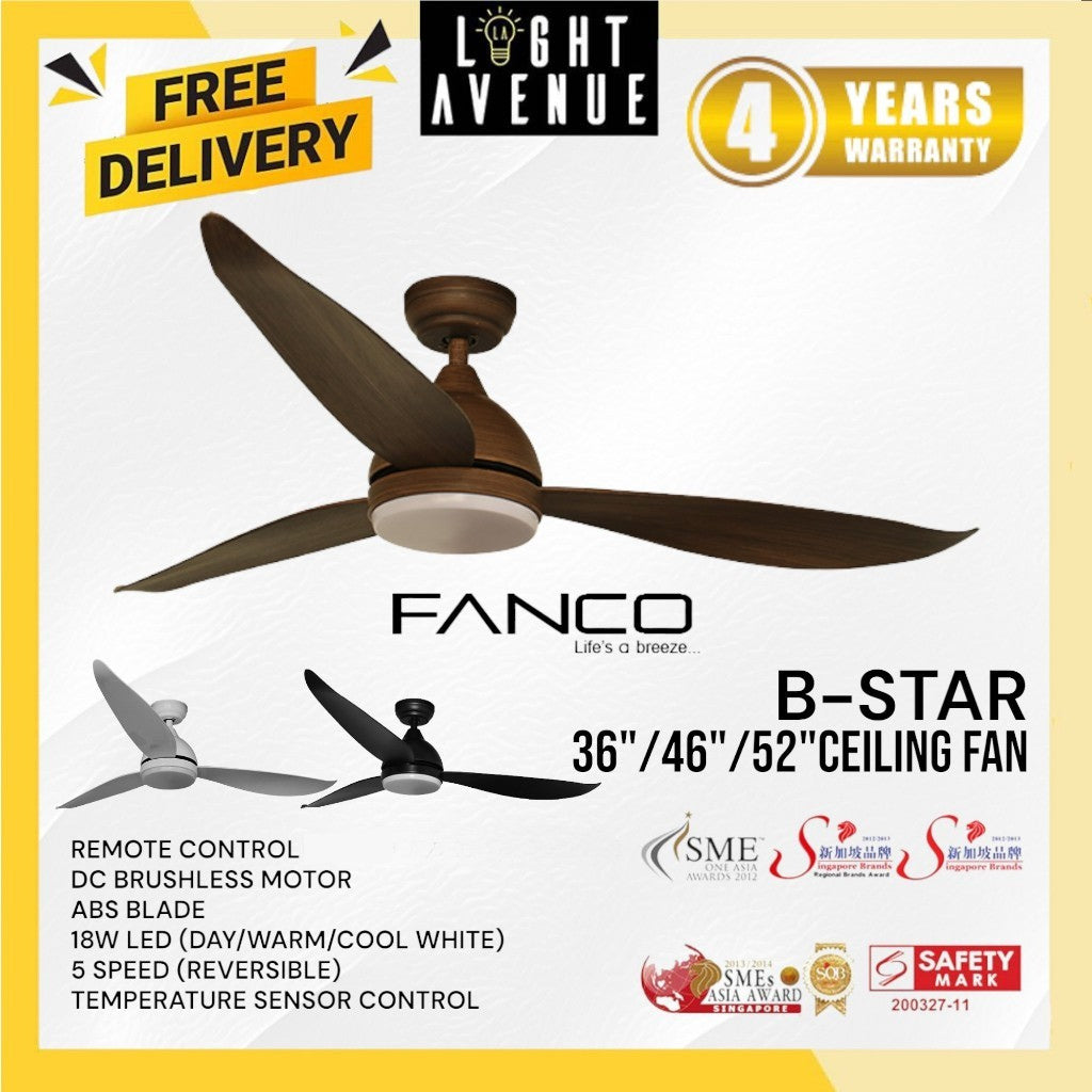 Fanco B-Star Ceiling Fan 36"/46"/52"
