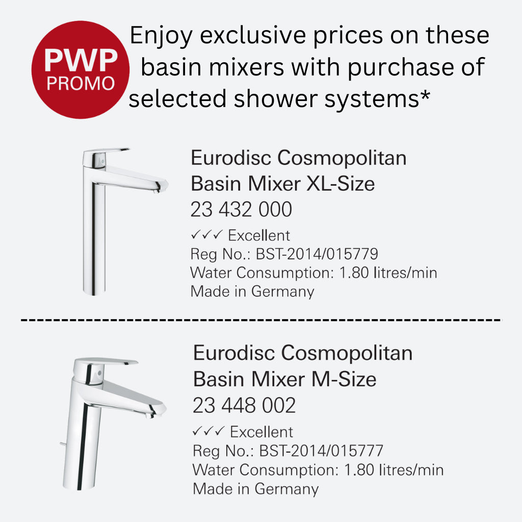 Grohe 26 670 GL0 Tempesta Cosmopolitan Rainshower System with Thermostatic Shower Mixer