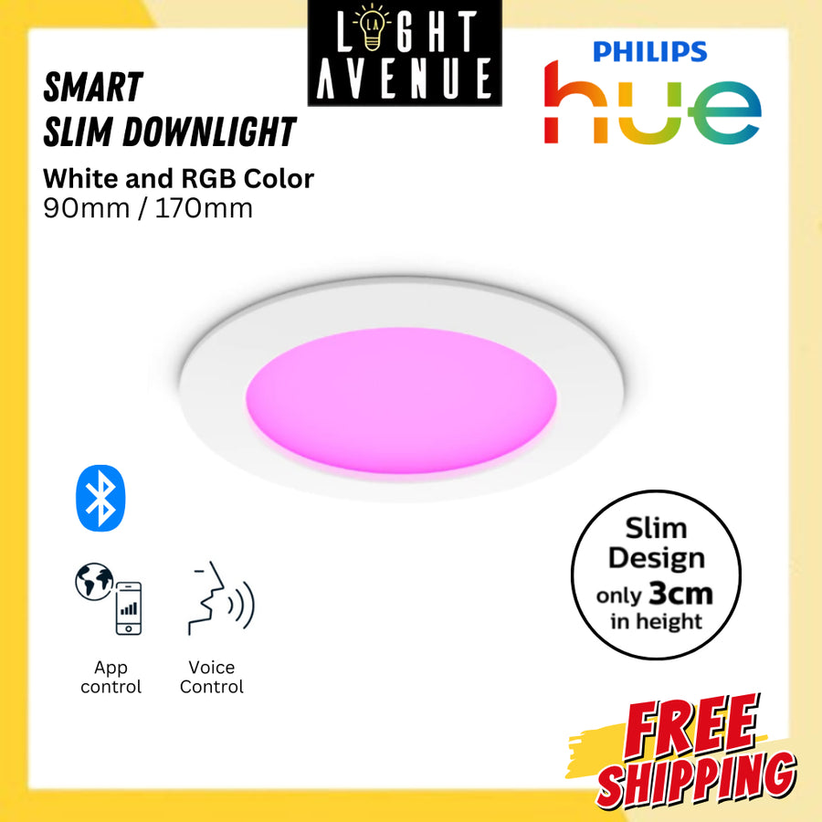 Philips Hue Smart Slim Downlight 90mm/170mm White & RGB Colour Ambience