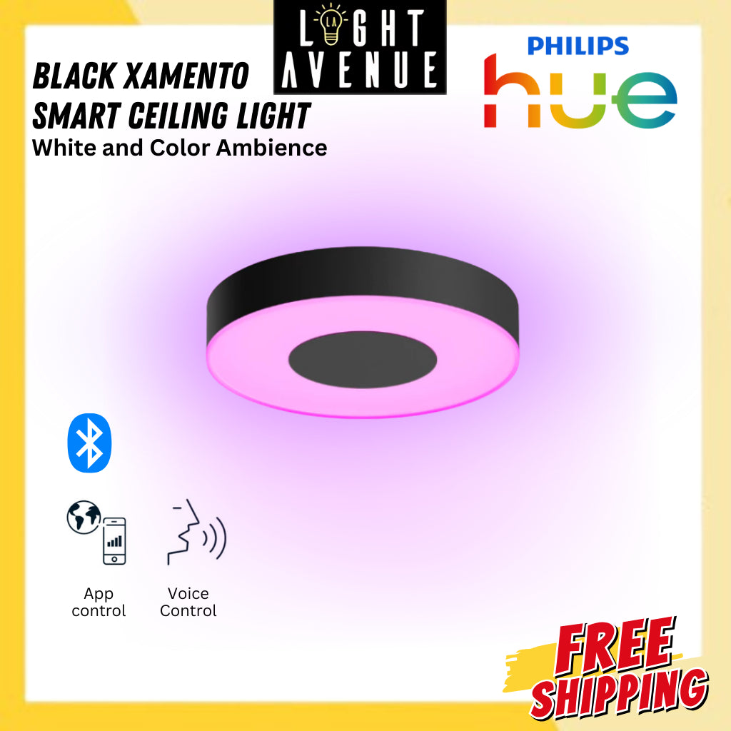 Philips Hue Black Xamento Medium Smart Ceiling Light White and Color Ambience Smart Home Lighting
