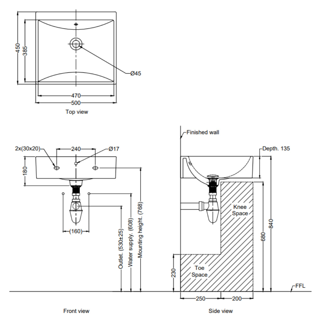 Rigel LH8091 Wall Hung Basin