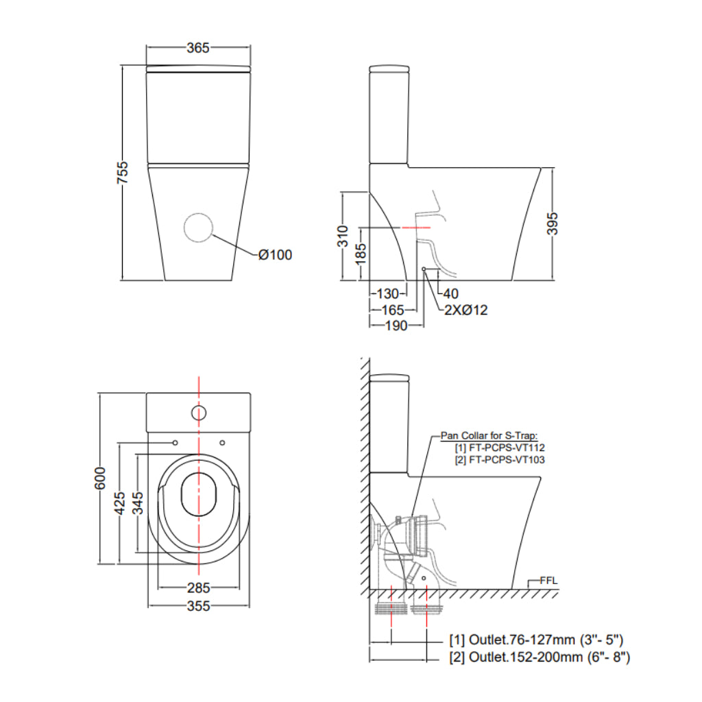 Rigel WC9123F-HKM Closed Coupled Water Closet