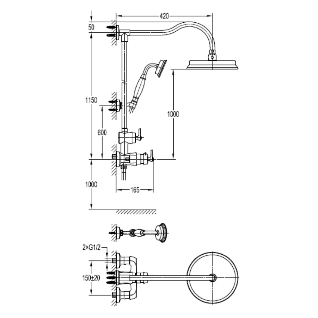 Rigel W2-R-TSME3237-ORB Exposed Thermostatic Shower Mixer - Oil Rubbed Bronze