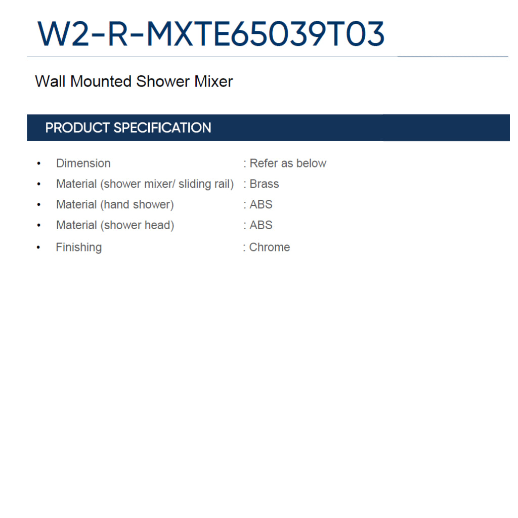 Rigel W2-R-MXTE65039T03 Wall Mounted Shower Mixer
