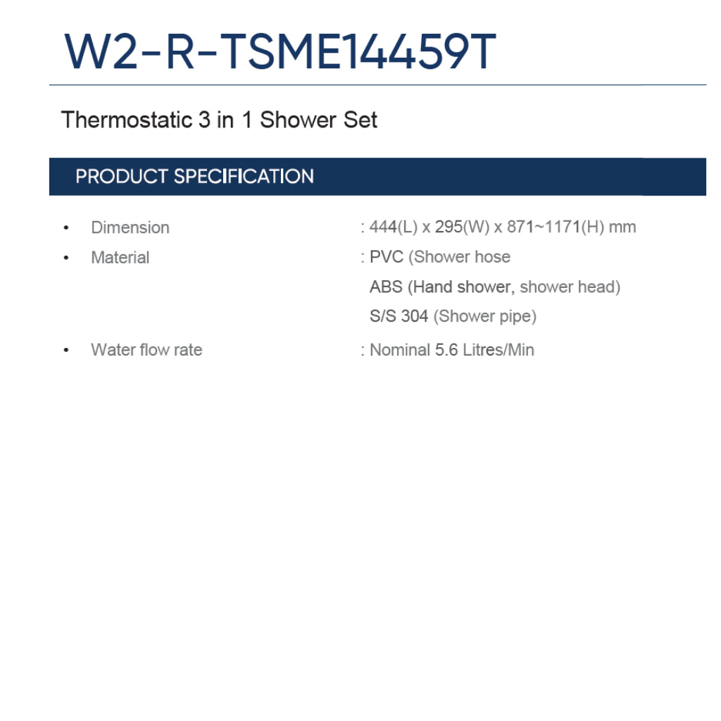 Rigel TSME14459T Thermostatic 3 in 1 Shower Set - Brushed Copper
