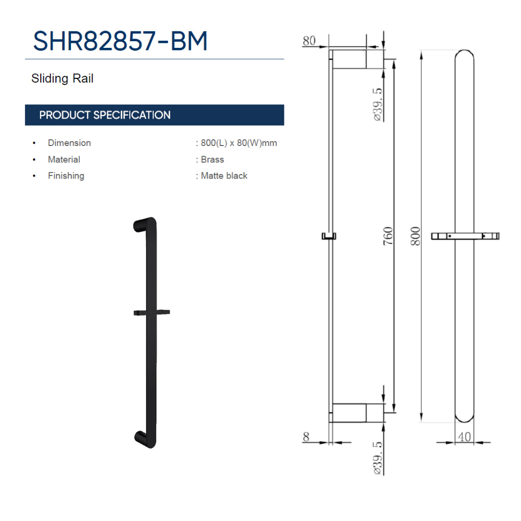 Rigel Sliding Rail SHR6248 - Gun Metal
