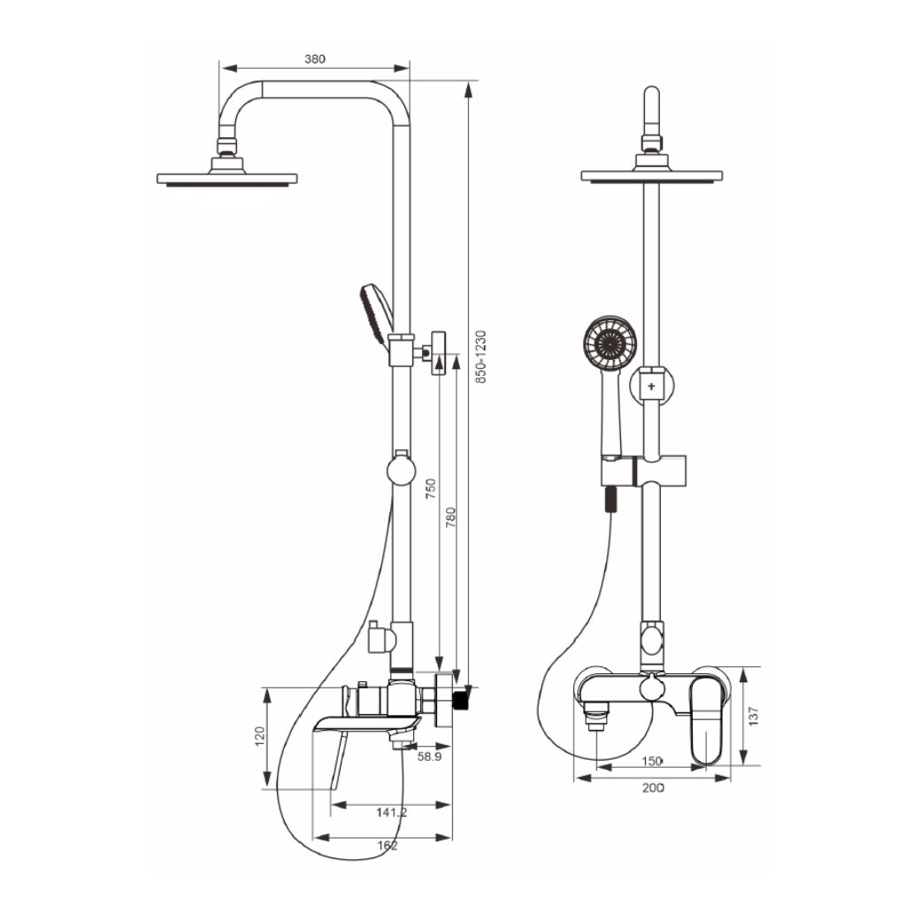 Rigel W2-R-MXTE65039T03 Wall Mounted Shower Mixer