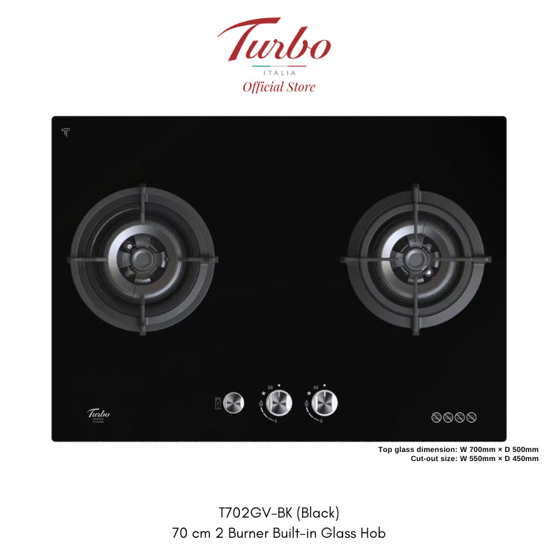 Turbo Italia T702GV-BK 70cm Built-in Glass Hob