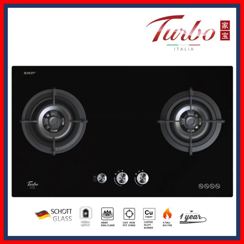 Turbo Incanto T762-SSV/GV-BK/GV-OW 76cm 2 Burners Built-in Hob