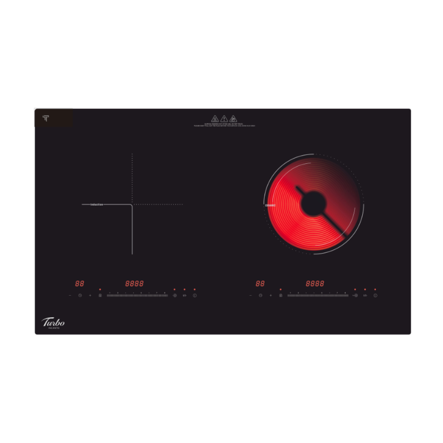 Turbo Italia THC-002 75cm 2 Zones Hybrid Hob with Induction & Ceramic Zones